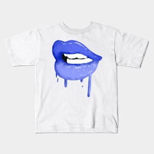 Blue Lips Drip Kids T-Shirt